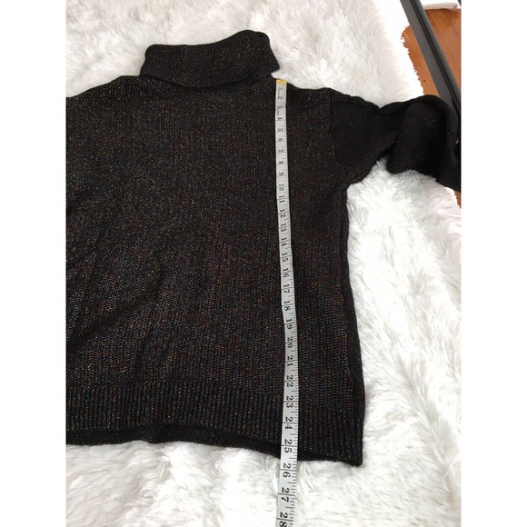 CHARTER CLUB Chunky knit Sweater Black Turtle Neck Metallic size M long sleeve - Picture 4 of 11